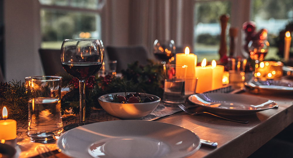 Everyone around a large dining table.